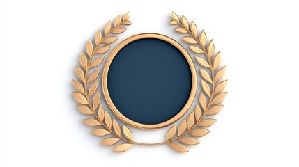 Gold Laurel Wreath with Dark Blue Circular Emblem