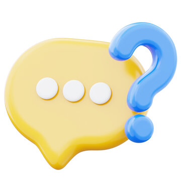 Digital chat bubble with question, answer, and solution online conversation icon illustration. Concept of digital communication for online sharing information 3d render illustration image