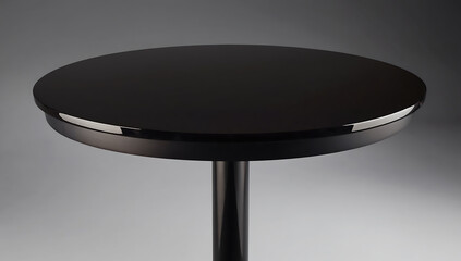 Black Round Table on Gray Background