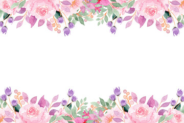Watercolor flowers background vector for design.