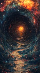 Galaxy Wormhole Cosmic Tunnel to Another World