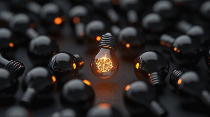 High Resolution Image of Glowing Light Bulbs Showcasing Game Changing Business Idea