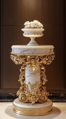 Elegant Ornate Table With Gilded Floral Accents