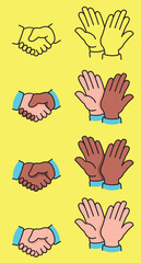 Handshake and high five cartoon icons