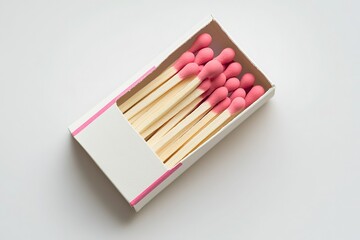 Pink Matches in White Box Minimalist Still Life Photography
