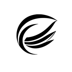 Black Line Art Logo: A black on white modern minimalist logo of curved lines.