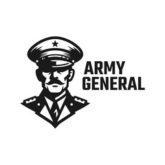 Army general black and white logo vector illustration