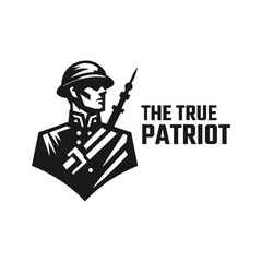 Army soldier patriot black and white logo vector illustration