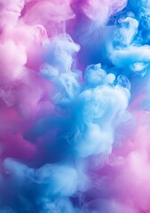 Fototapeta premium An image with a colorful, smoky backdrop in blue, pink, and purple hues, where the smoke emerges from the top