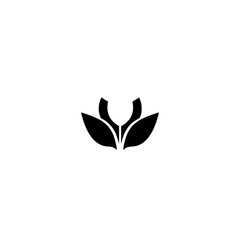 Black and white abstract logo depicting a stylized flower in a minimalist and modern style.