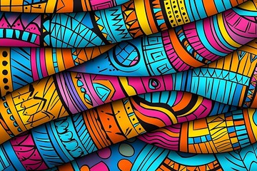 Colorful patterned fabric waves