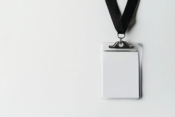 Blank White ID Card Holder with Black Lanyard - Corporate Identity Mockup
