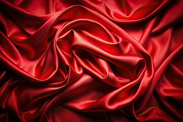 Obraz premium Red Silk Fabric Background, Luxury Texture, Elegant Drape, Smooth Surface, Rich Crimson, Deep Red, Shiny Material, Closeup Photography