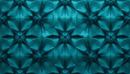 Fototapeta premium A geometric pattern features repeating shapes with teal coloring