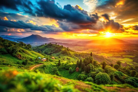 Lushoto Sunset: Tilt-Shift Usambara Mountains, Tanzania - Stunning Panorama Photography