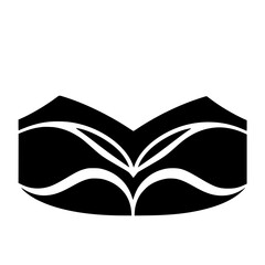 A graphic, high-contrast minimalist black and white image of an abstract, angular shape.