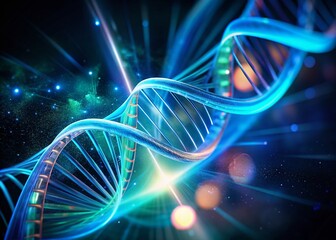 Long Exposure DNA Strand Microscopic View, Abstract Genetic Code, Science Background