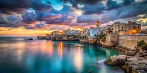 Fototapeta premium Long Exposure: Otranto, Puglia, Italy - Coastal Charm at Dusk