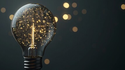 Modern Light Bulb with Digital Circuit Pattern Symbolizing Business Intelligence and Tech Advancement