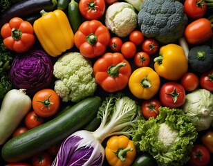 A colorful assortment of fresh vegetables arranged on a surface