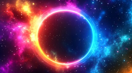 Obraz premium A Colorful Glowing Circle Surrounded By Beautiful Cosmic Space