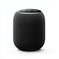 Obraz premium A compact black smart speaker with assistant built in voice assistant