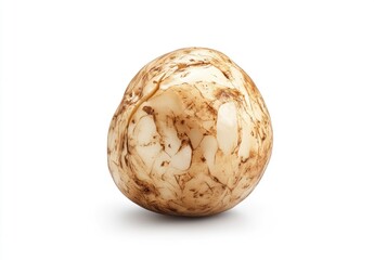 Single organic brown and white round vegetable isolated on white.