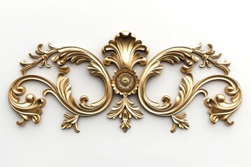 An ornate golden decorative motif featuring intricate floral designs and elegant curves.