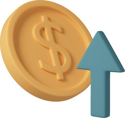 3D dollar sign and rising arrow
