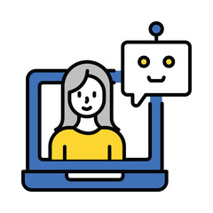 Communication Robot  vector filled outline icon. EPS 10 file