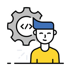 Code Engineering  vector filled outline icon. EPS 10 file
