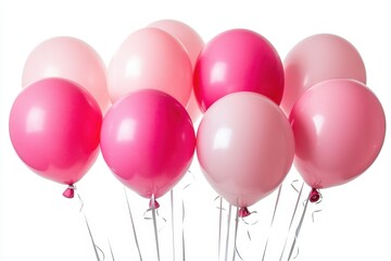 Pink Balloons Floating on White Background Celebration of Joyful Occasions Birthday Party Decoration