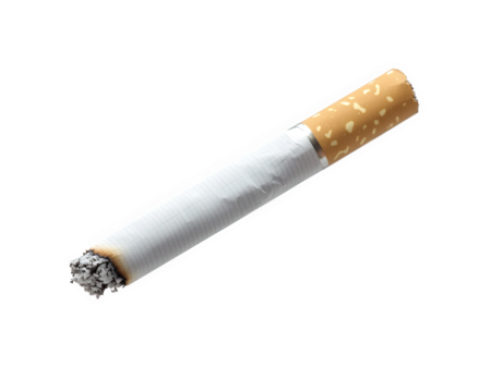 single cigarette floating in space, creating surreal and conceptual atmosphere. image evokes sense of isolation and contemplation