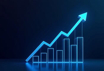 Fototapeta premium Blue Arrow of Triumph: This Striking Illustration Depicts a Bold Upward Arrow, Symbolizing Business Success, Progress, and the Strategic Navigation of Growth Opportunities.