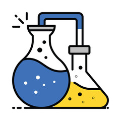 Chemical Experiment vector filled outline icon. EPS 10 file
