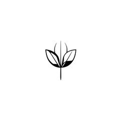 Stylized botanical illustration of a black flower on a white background.