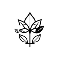 Black and White Leaf-Shaped Plant