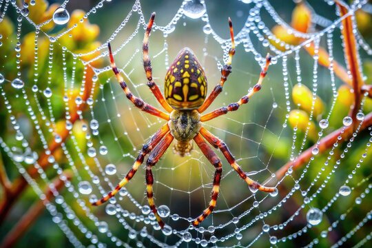 Orb Weaver Spider Web Redbridge Ontario Canada - Macro Photography Stock Image