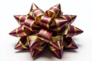 Fototapeta premium Luxurious Gold & Burgundy Holiday Bow - Festive Christmas Decoration
