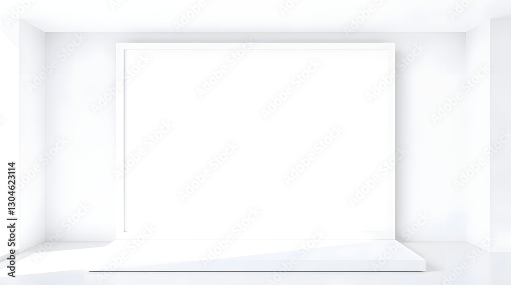 Poster a bright and minimalistic interior with a blank canvas on display, ready for your message