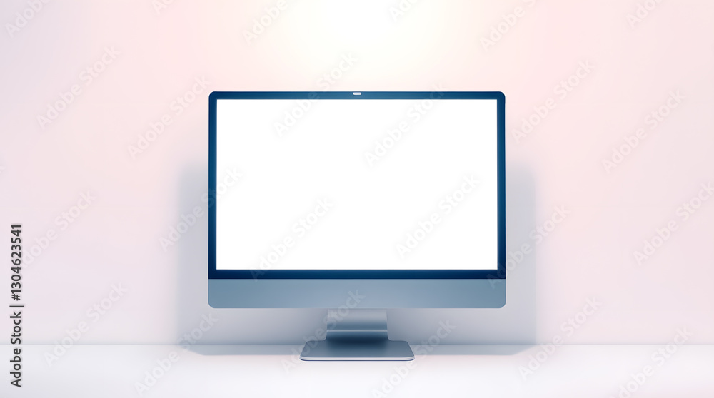 Poster a modern computer screen with a blank display, showcasing sleek design and minimalist aesthetics
