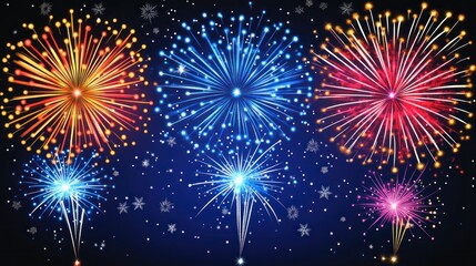 Naklejka premium Spectacular Fireworks Display: A Festive Night Sky