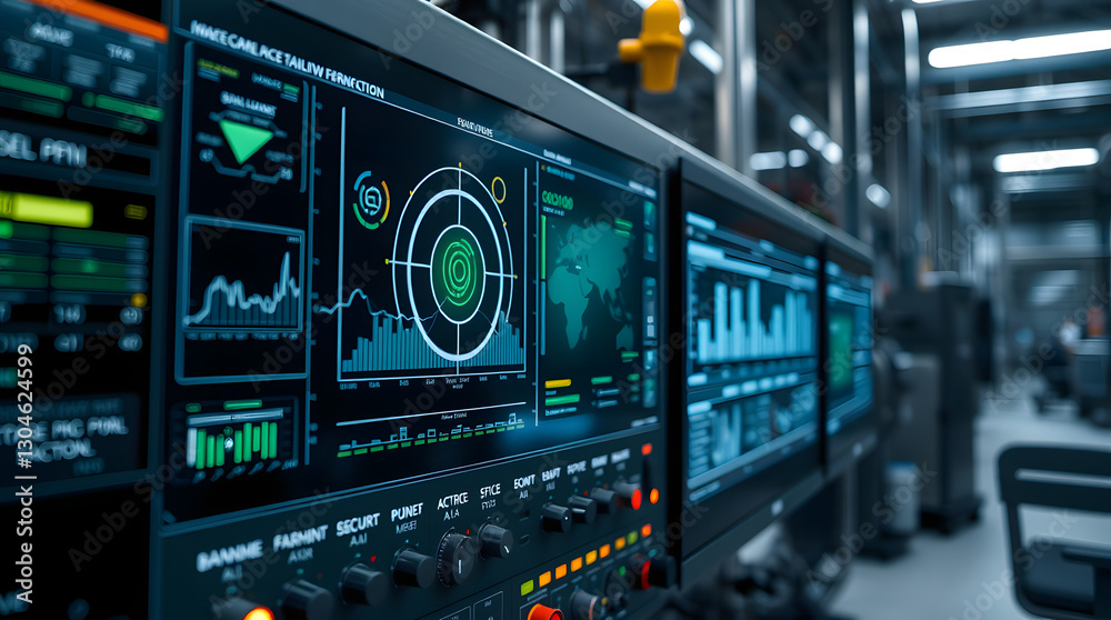 Aufkleber Control panel screen in a tech-focused environment displaying complex data analysis