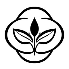 A black and white illustration of a stylized plant, showcasing a single, sprout-like bud.