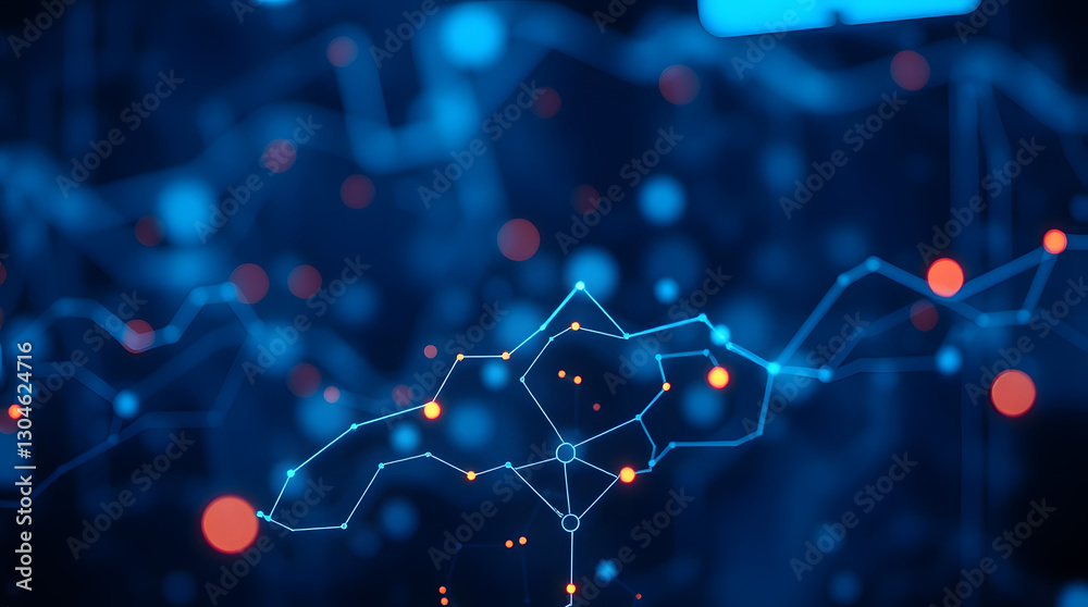 Poster a vibrant abstract of digital data and interconnected networks, highlighting technology and innovation