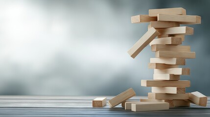 A carefully arranged set of wooden blocks patiently awaits the start of an engaging game that tests both skill and strategy in a fun, challenging atmosphere