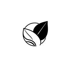 Clean, Black, White, Leaf and Leaf Symbol Logo on White Background, Isolated Symbol.