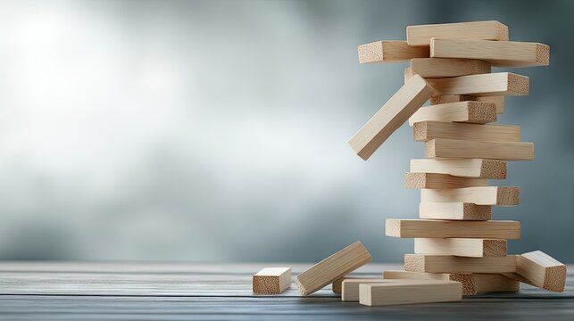 A carefully arranged set of wooden blocks patiently awaits the start of an engaging game that tests both skill and strategy in a fun, challenging atmosphere