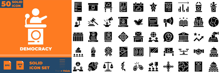 Democracy Solid Editable Icons set