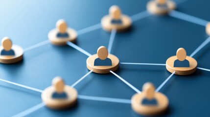A network of connected human figures symbolizing collaboration and communication in a digital environment.